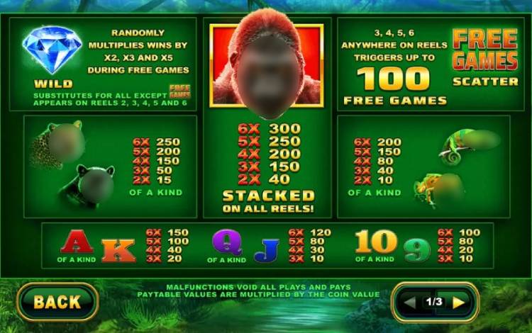 Epic Ape Slot Paytable