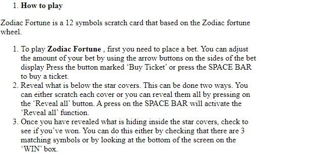 Zodiac Fortune Bonus Feature