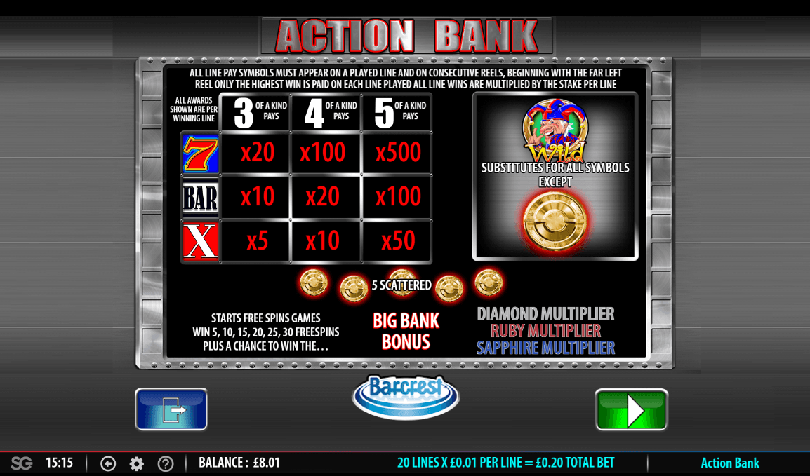 Action Bank Bonus Feature