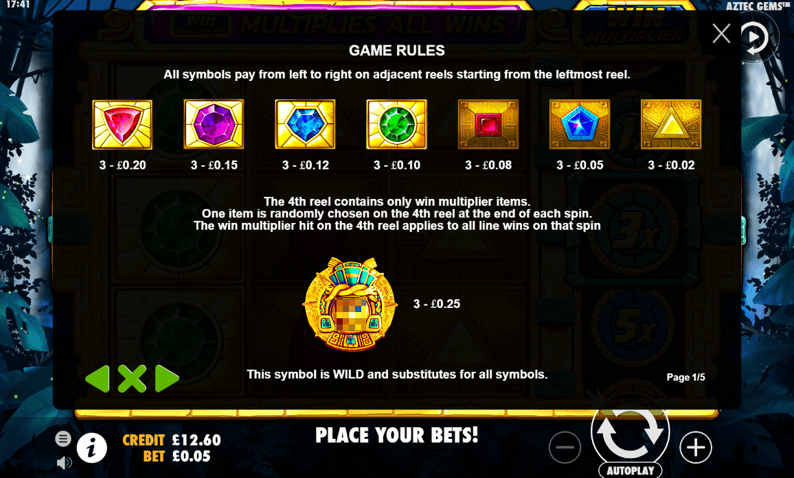 Aztec Gems Bonus Feature