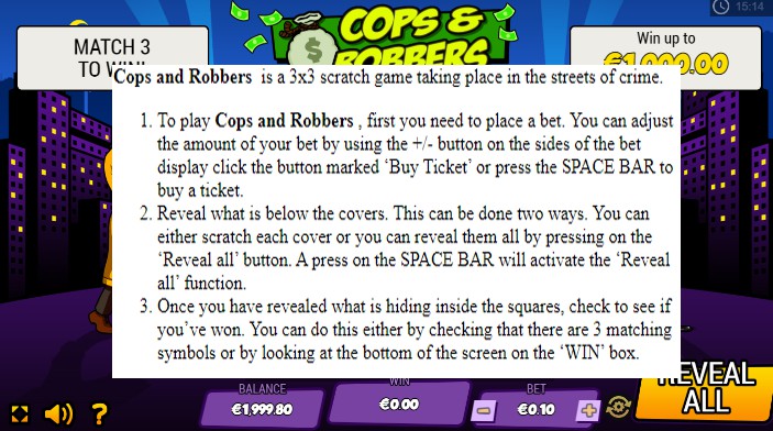 Cops And Robbers Scratch Card Bonus Round 2