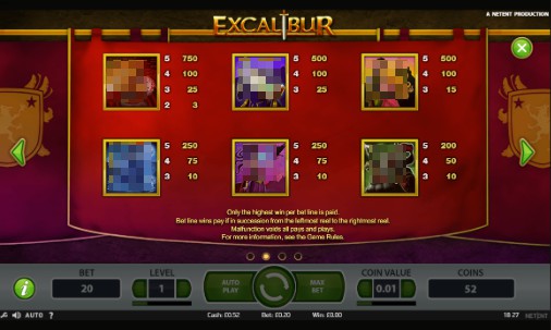 Excalibur Bonus Round 1