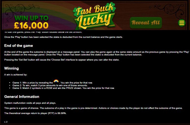 Fast Buck Lucky Bonus Round 2
