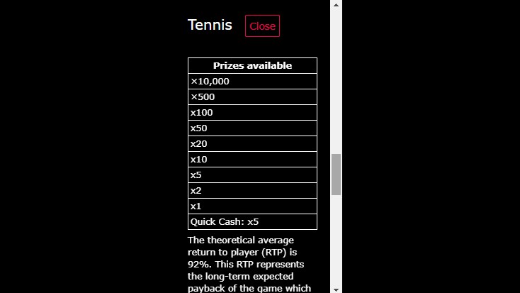 Tennis Bonus Feature