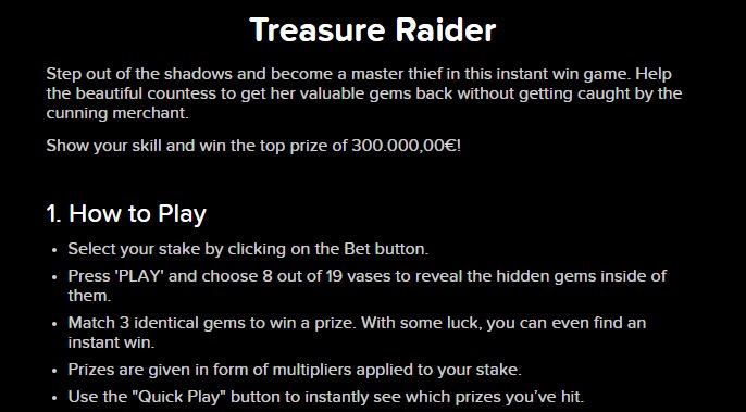 Treasure Raider Bonus Round 1