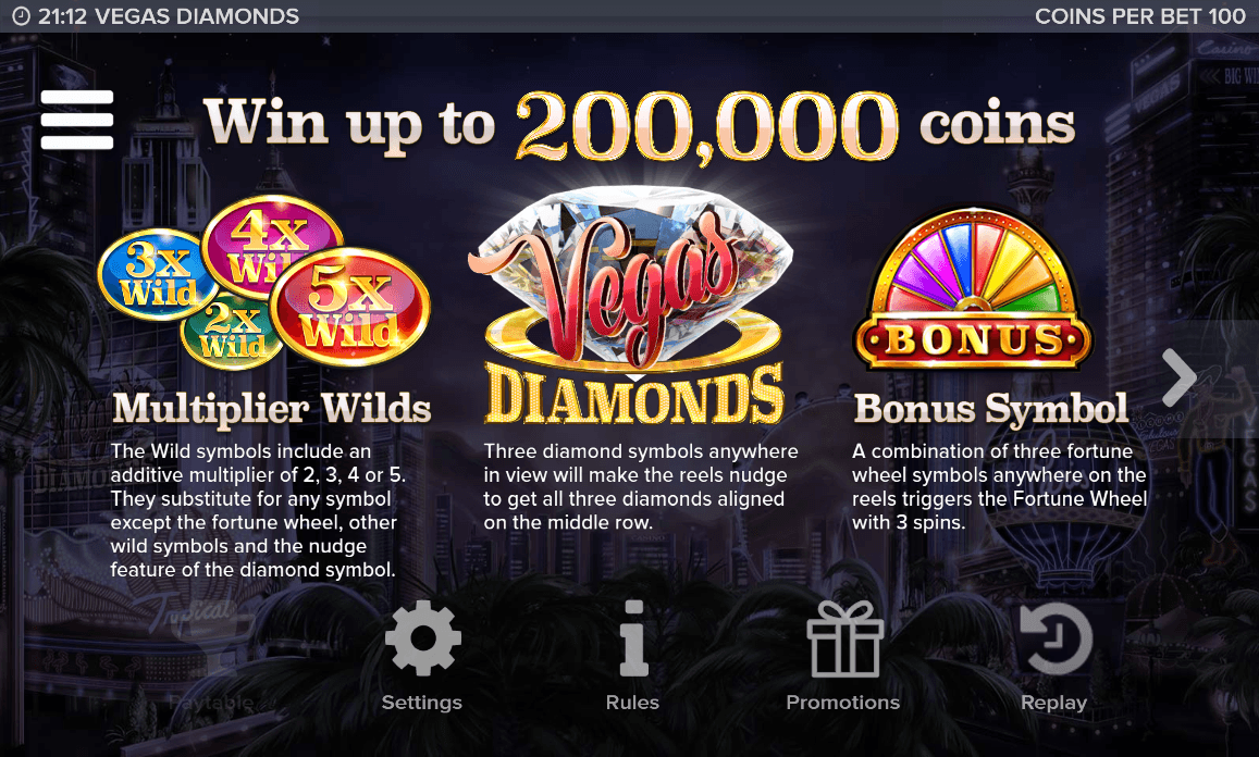 Vegas Diamonds Bonus Feature