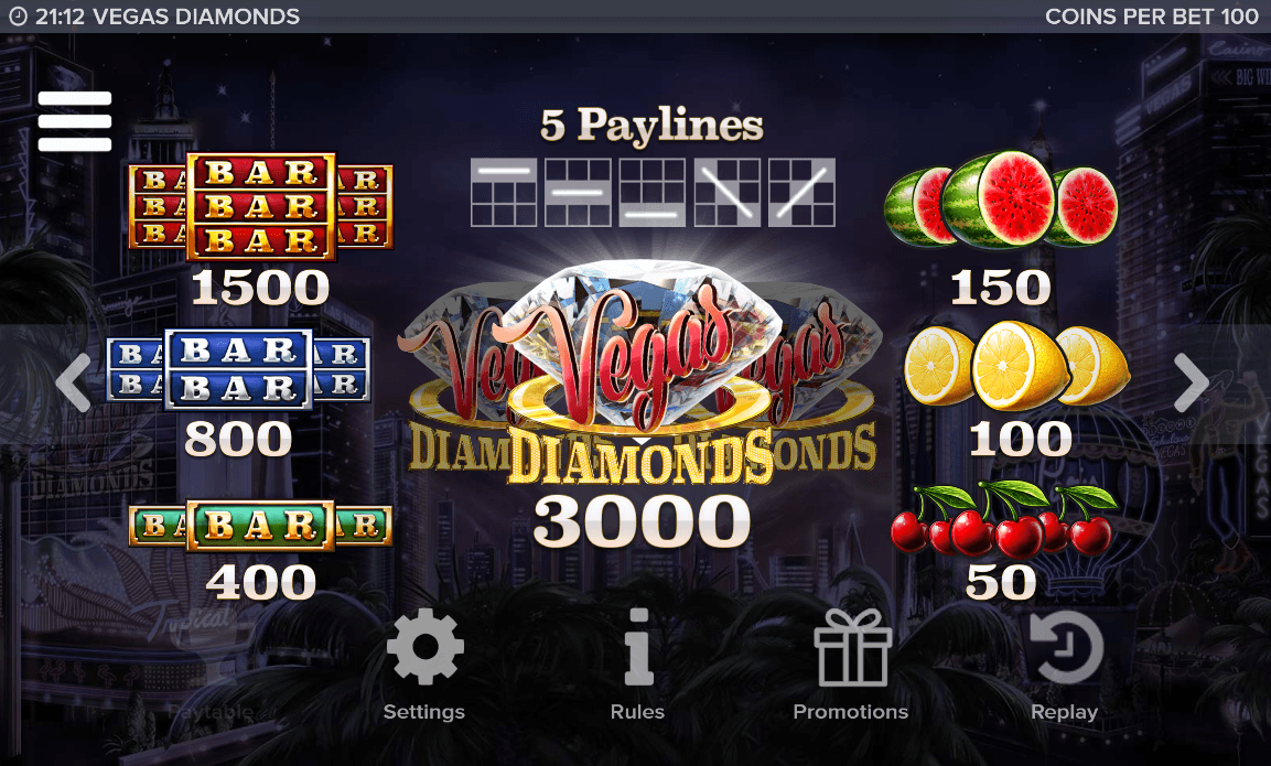 Vegas Diamonds Bonus Round 1